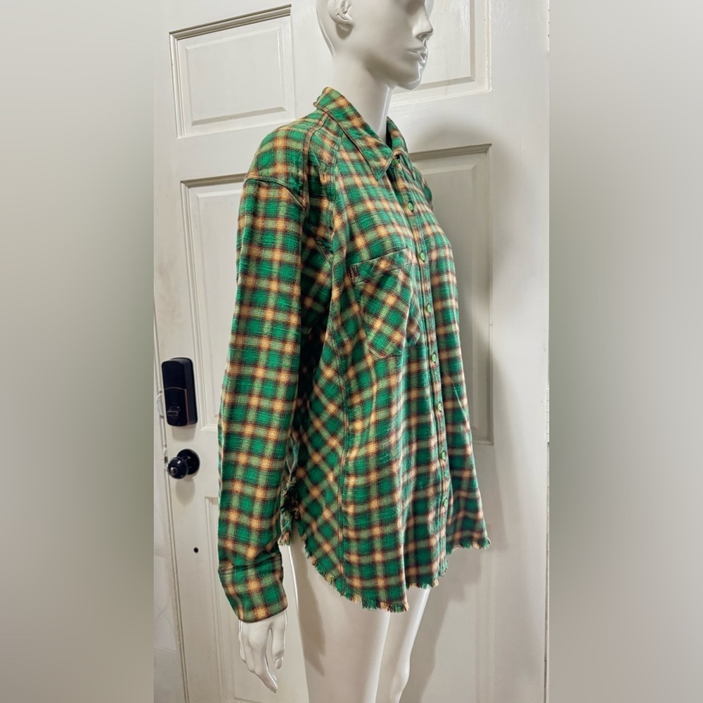 BDG Urban Outfitters Brixton Flannel Button-Down Shirt Tunic Top Sz Medium P-17 - Picture 4 of 16